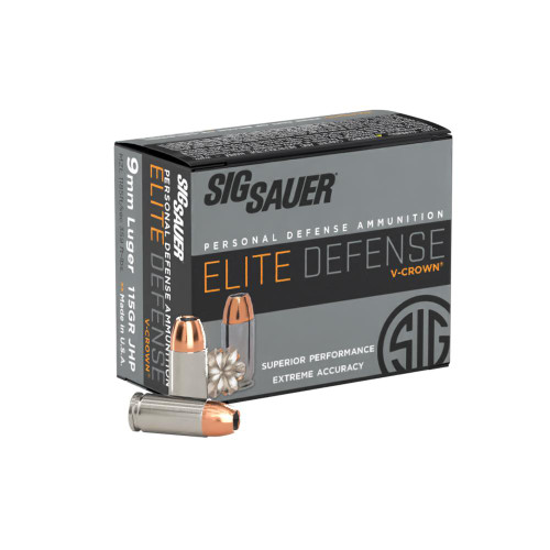 Sig Elite V-Crown Handgun Ammunition 9mm Luger 115 gr JHP 20/ct