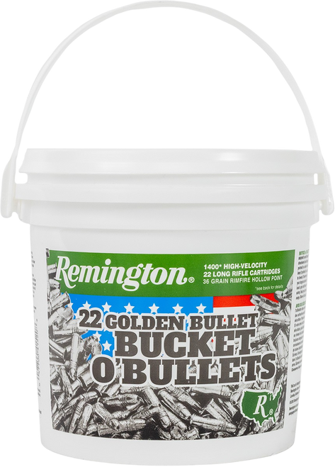 Remington Ammunition Golden Bullet Bucket O Bullets 22LR 36gr Plated Hollow Point 1400 Per Box/4 Case *Bucket