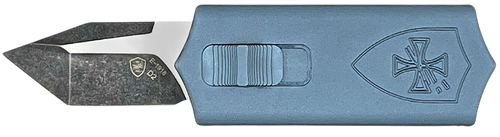 Templar Knife Sentinel Money Clip 1.88" OTF Tanto Plain Black Oxide Stonewashed Powder Coated D2 Steel Blade, 3.41" Blue Anodized Aluminum Handle
