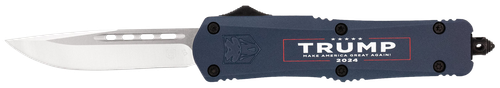 Cobra Tec FS-3 2024 Medium OTF Drop Point Plain Satin D2 Steel Blade 4.50" Blue - MTRP24BLUDNS