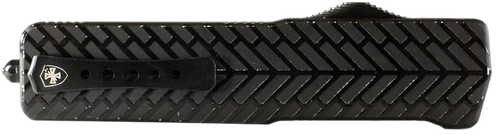 Templar Knife Premium Weighted Small 3" OTF Tanto Plain D2 Steel Blade, 4.50" Black Herringbone Aluminum Zinc Alloy Handle
