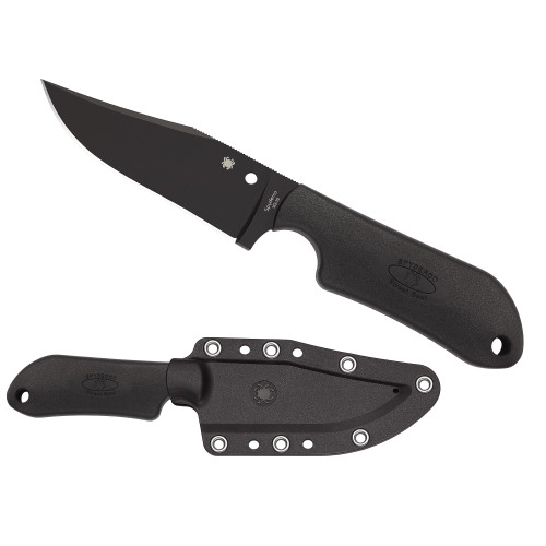 Spyderco Street Beat 3.51" Fixed Bowie Plain DLC VG-10 Blade/Black FRN Handle - FB15PBBK