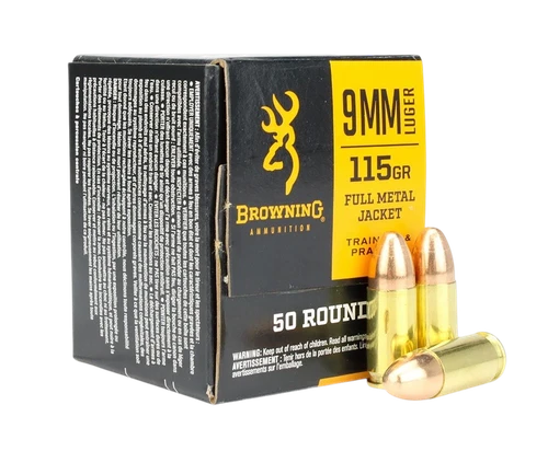 Browning B1918000939mm Luger 9mm Luger Ammo 115gr FMJ 50 Rounds