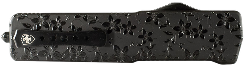 Templar Knife Premium LW Floral Large 3.55" OTF Dagger Plain Black Oxide Stonewashed Powder Coated D2 Steel Blade, 5.25" Gloss Aluminum Handle