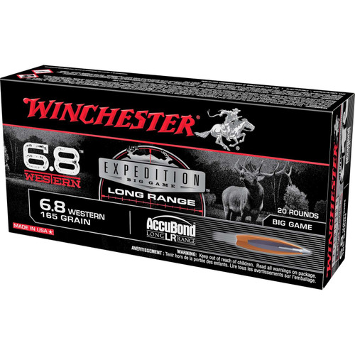 Winchester Expedition Big Game Long Range Rifle Ammunition 6.8 Western 165 gr. PT 2970 fps 20/ct