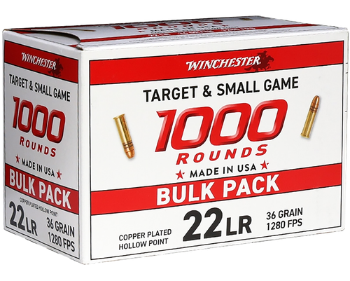 Winchester Ammo 22LR 36gr Plated Hollow Point 1000 Per Box/2 Case