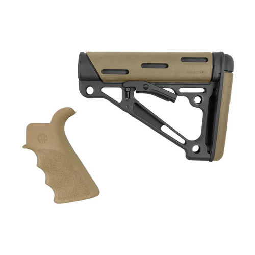 Hogue OverMolded Collapsible Buttstock Black Flat Dark Earth & Finger Grooved - 15356
