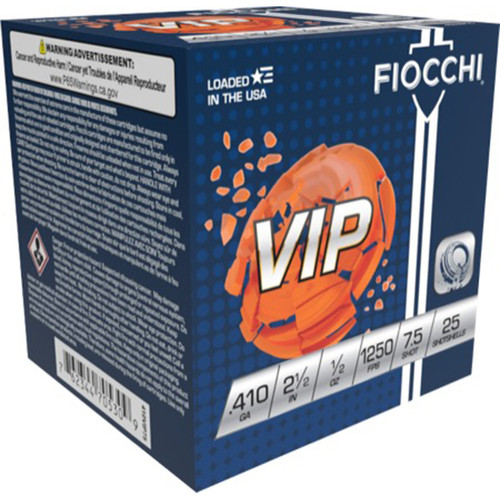 Fiocchi VIP .410 Bore Ammo 2-1/2; 1/2 oz #7.5 Lead Shot