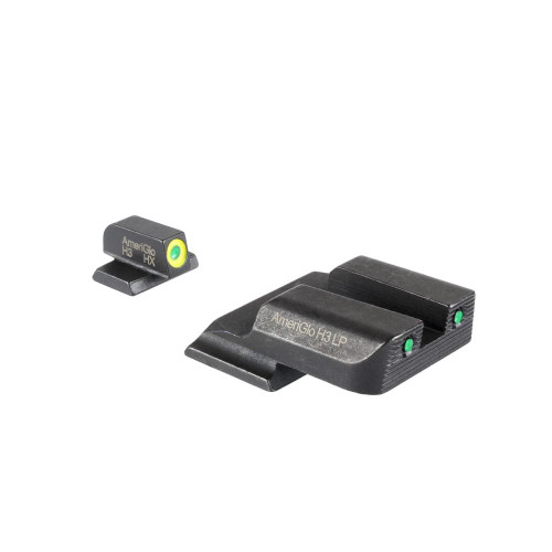 Ameriglo Trooper Tritium Handgun Sight Set for S&W M&P (Excludes .22/.380/Shield/EZ/Pro) Green Rear with LumiGreen Front