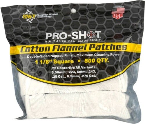 Pro Shot Cleaning Patch Cotton Flannel .22-.270 1 1/8" 500-Count