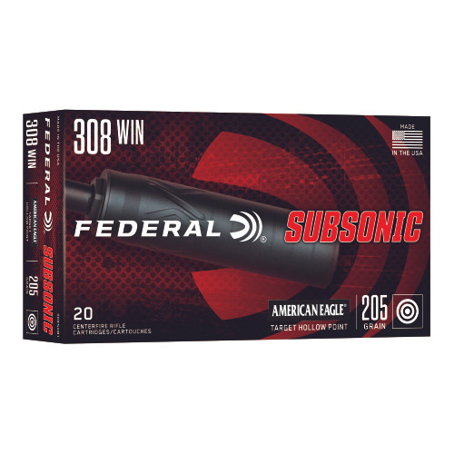 Federal 308 Win Ammo 205gr HP Subsonic 20 Rounds - 308SUB1