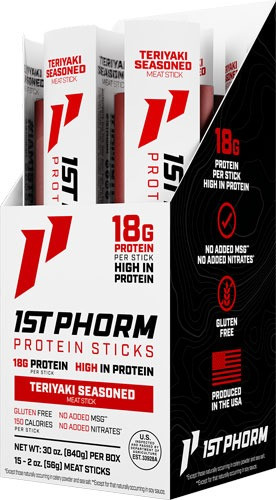 1st Phorm Protein Beef Sticks Teriyaki Seasoned 15 - 1P48963