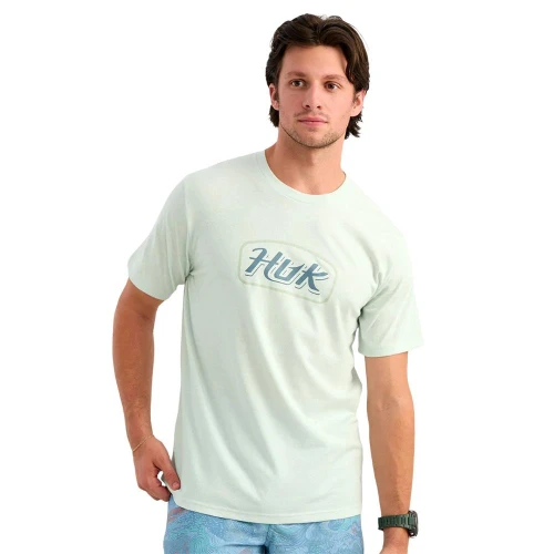 HUK Script Short Sleeve Tee Pale Algae Heather XL - H1000587-392-XL