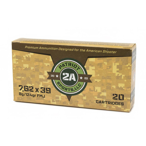 Patriot Sports Rifle Ammunition 7.62x39 124gr FMJ 20/ct