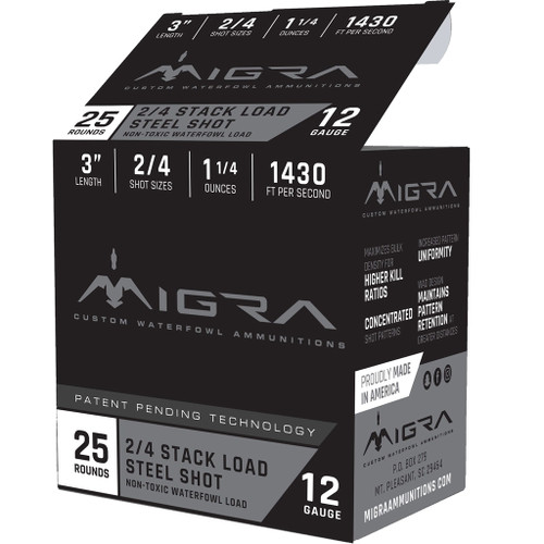 Migra Staxd Shotgun Ammo 12 ga. 3 in. 1.25 oz. 2-4 Shot 25-Round