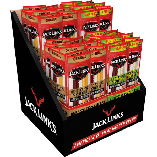 Jack Links 1.2oz Beef&Cheese Combo Counter Display 64-Count Original & Jalapeno - S2625