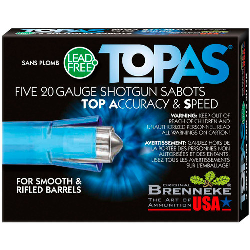 Brenneke Topas 20 Gauge Ammo 2-3/4" 1/2oz Sabot Slug Sabot Slug 5 Rounds - SL-202TOPN