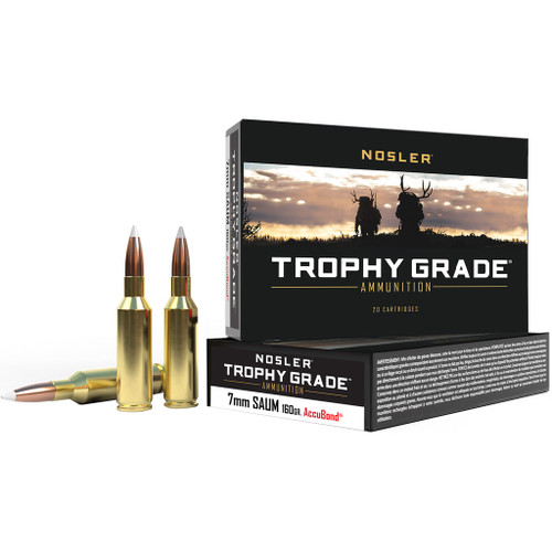 Nosler Trophy Grade Rifle Ammunition 7mm Saum 160 gr. AB SP 20-Round