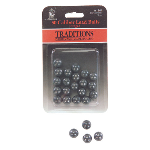 Traditions Rifle Round Balls 50 Cal Lead Ball 177gr 20 Count - A1241