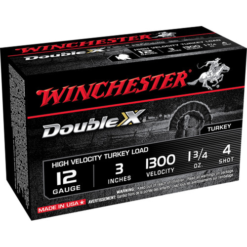 Winchester Double X High Velocity Turkey 12 Gauge Ammo 3" 1-3/4oz #4 10 Rounds - STH1234