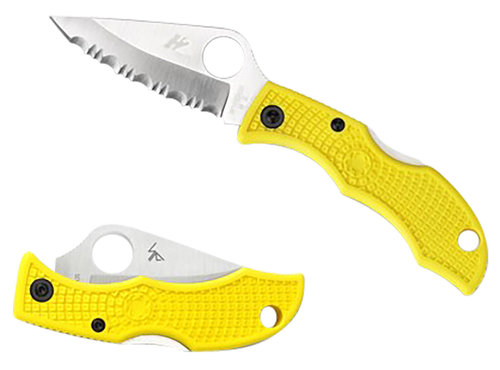 Spyderco Ladybug 3 Salt 1.94" Folding Plain Stonewashed H2 Steel Blade/Marine Yellow Bi-Directional Texturing FRN Handle