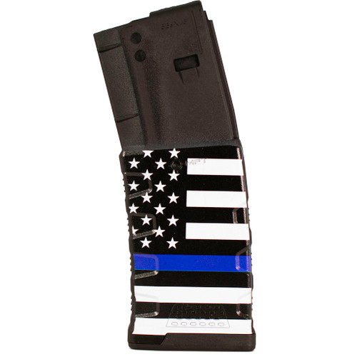 Mission First Tactical MFT Extreme Duty Polymer Magazine Blue Line Flag 30-Round 5.56x45mm/223 Rem./300 AAC