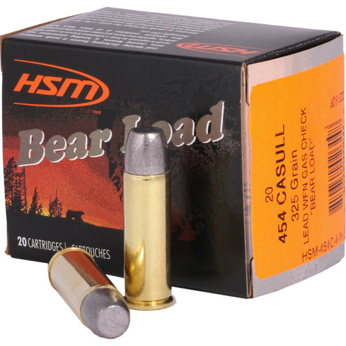 HSM Bear Wide Flat Nose 454 Casull Ammo 325gr 20 Rounds - HSM-454C-4-N-20
