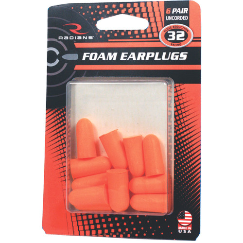 Radians Resistor 32 Foam Ear Plugs Uncorded Orange 6 Pack