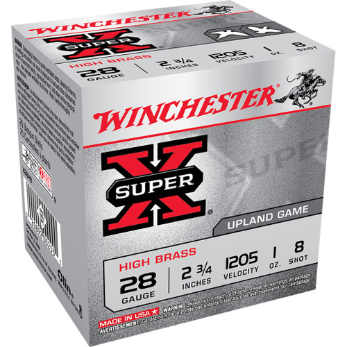 Winchester Super X Heavy Game High Brass 28 Gauge Ammo 2-3/4" 1oz #8 25 Rounds - X28H8