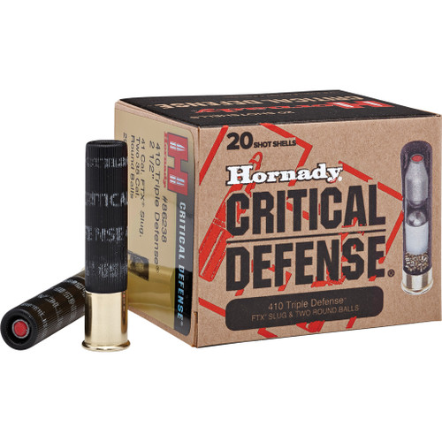 Hornady Critical Defense FTX Slug Pistol Ammo 410 ga. 2.5 in. 2 Round Balls/1 Shot 20-Round