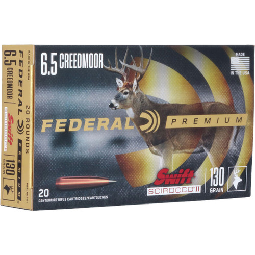 Federal Premium Rifle Ammo 6.5 Creedmoor 130 gr. Swift Scirocco 20-Round