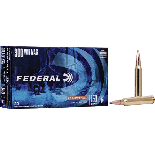 Federal Power-Shok Rifle Ammo 300 Win 150 gr. Jacketed Soft Point 20-Round