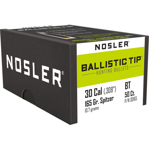 Nosler Ballistic Tip Hunting Bullets .30 Cal. 165 gr. Spitzer Point 50 Pack