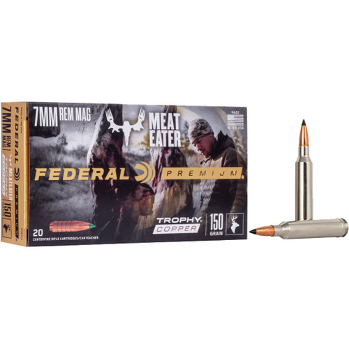 Federal Premium Rifle Ammo 7mm Rem. Magazine. 150 gr. Trophy Copper 20-Round