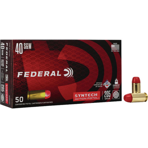 Federal American Eagle Syntech Action Total Jacket 40 S&W Ammo 205gr 50 Rounds - AE40SJAP1