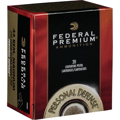 Federal Premium Personal Defense Pistol Ammo 44 Rem Magazine 240 gr. Hydra-Shok JHP 20-Round