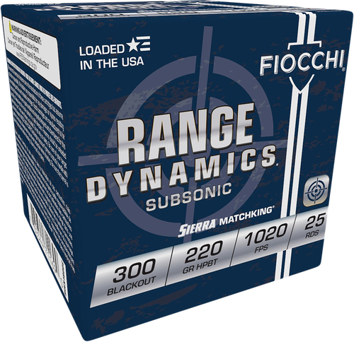 Fiocchi Range Dynamics 300 Blackout Ammo 220gr Sierra MatchKing BTHP 25 Rounds - 300BLKMB