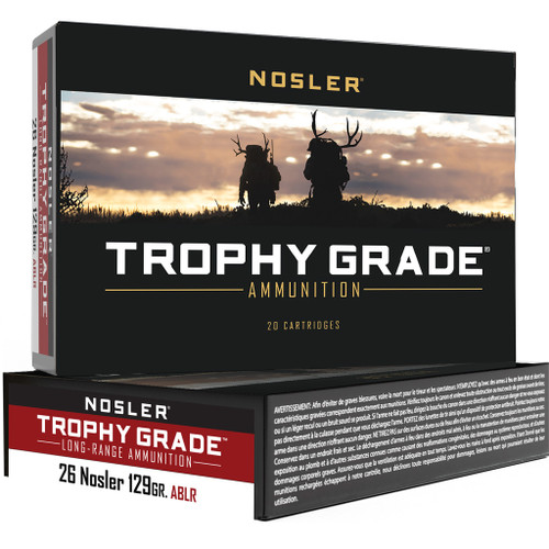 Nosler Trophy Grade Long Range Rifle Ammunition 26 129 gr. Ablr SP 20-Round