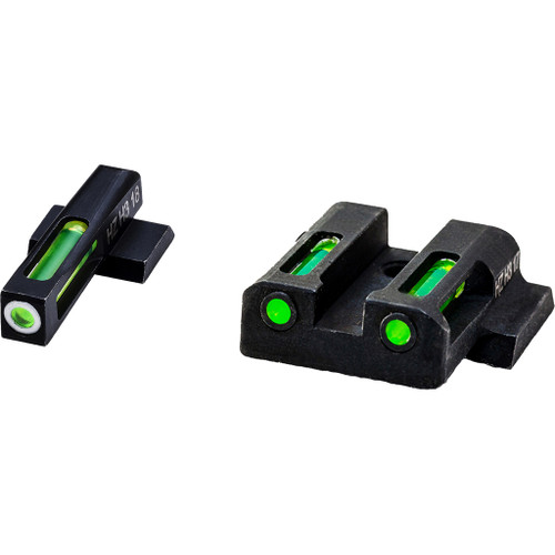 Hiviz LiteWave H3 Handgun Sight Shield 9/40/45 Green Litepipes White Front Ring
