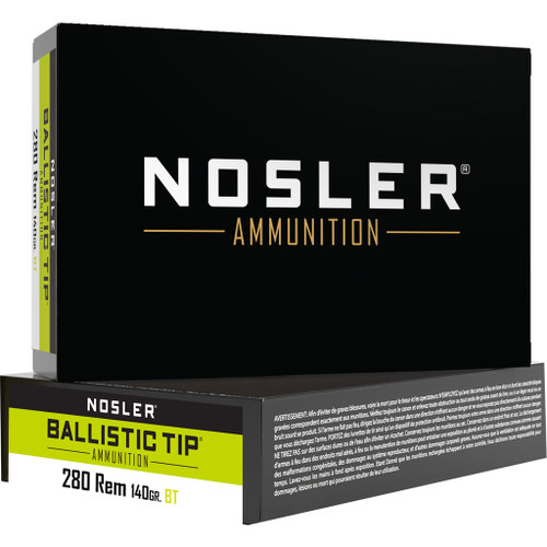 Nosler Ballistic Tip Rifle Ammunition 280 Rem. 140 gr. BT SP 20-Round