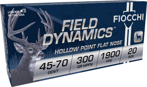 Fiocchi Field Dynamics 45-70Gov 300gr Hollow Point Flat Nose 20 Per Box/10 Case