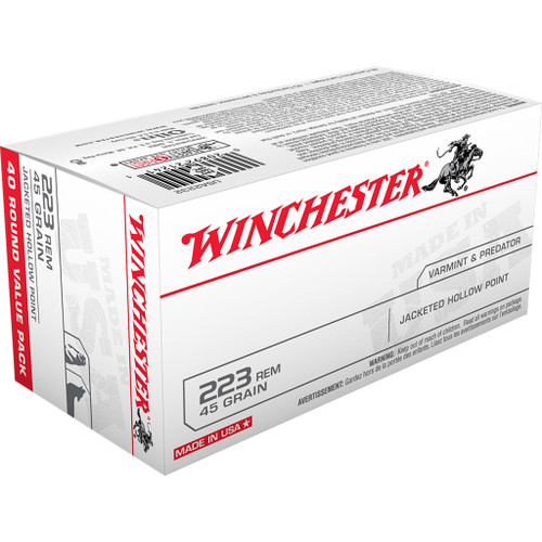 Winchester USA Rifle Ammo 223 Rem. 45 gr. JHP 40-Round