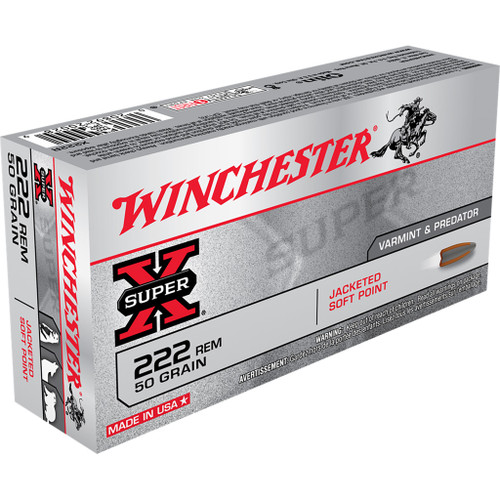 Winchester Super-X Rifle Ammo 222 Rem 50 gr. Pointed Soft Point 20-Round