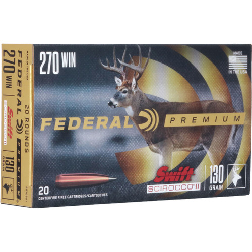 Federal Premium Rifle Ammo 270 Win. 130 gr. Swift Scirocco 20-Round