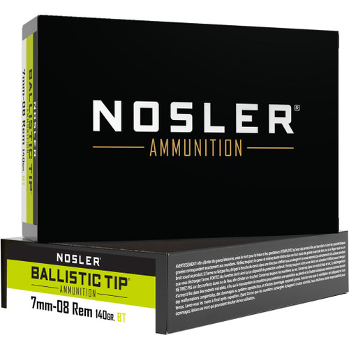 Nosler Ballistic Tip Rifle Ammunition 7mm-08 Rem. 140 gr. BT SP 20-Round