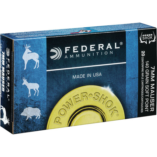 Federal Power-Shok 7mm Mauser Ammo 140gr SP 20 Rounds - 7B