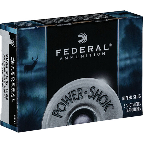 Federal Power-Shok Shotgun Ammo 20 ga. 2.75 in. 3/4 oz. HP Rifled Slug 5-Round