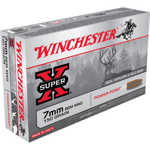 Winchester Super-X Rifle Ammo 7mm Rem Magazine 150 gr. Power-Point 20-Round