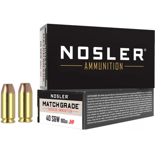 Nosler Assured Stopping Power 40 S&W Ammo 180gr JHP 50 Rounds - 51212
