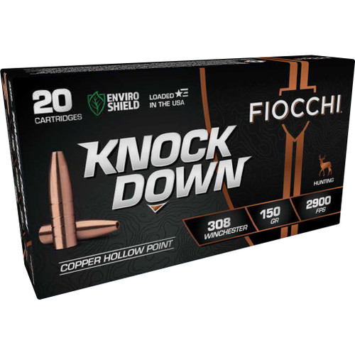 Fiocchi Knock Down Enviro Shield 308 Win Ammo 150gr HP 20 Rounds - 308CHB